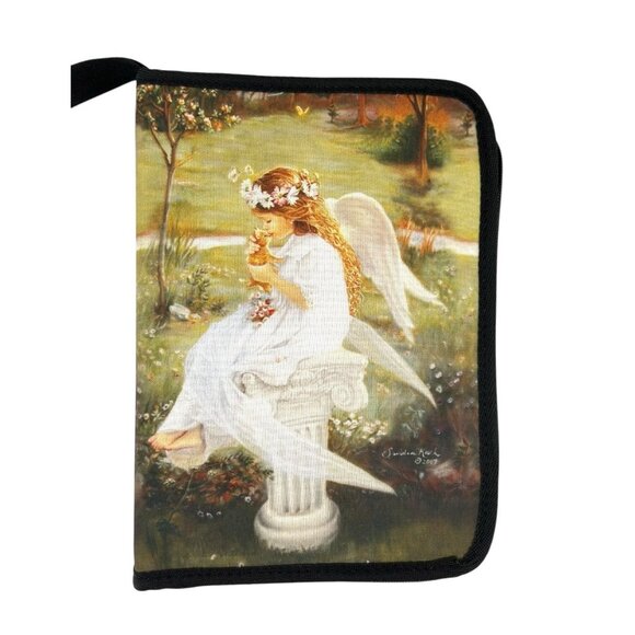 Sandra Kuck Angel Kissing Kitty Bible Book Cover Case Zips Handle Pocket 7.5x10” - Picture 7 of 10